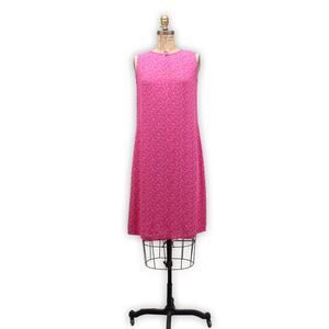 Vintage Pink Floral Midi Dress - Retro 90s April Cornell Shift - Size XS